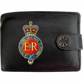 Klassek Household Cavalry Image Men Wallet Real Leather Cap Badge Emblem Military Crest Insignia RFID Blocking with Coin Pocket and Metal Gift Box