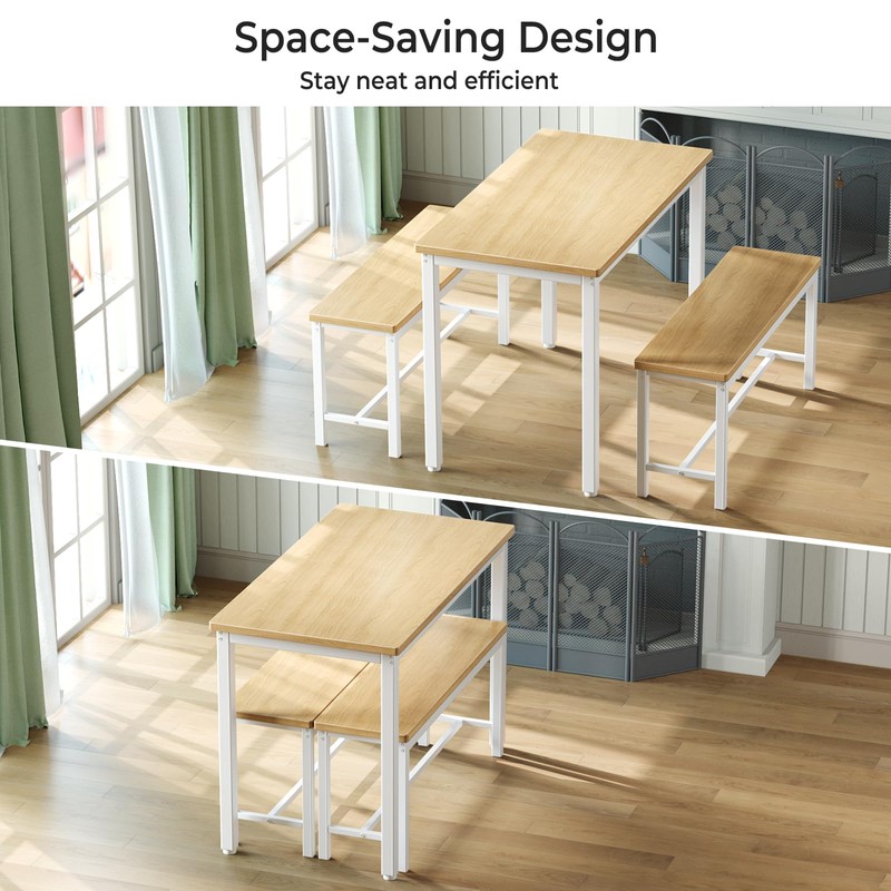 Tatub Dining Table Set for 4, 3-Piece Kitchen Table with