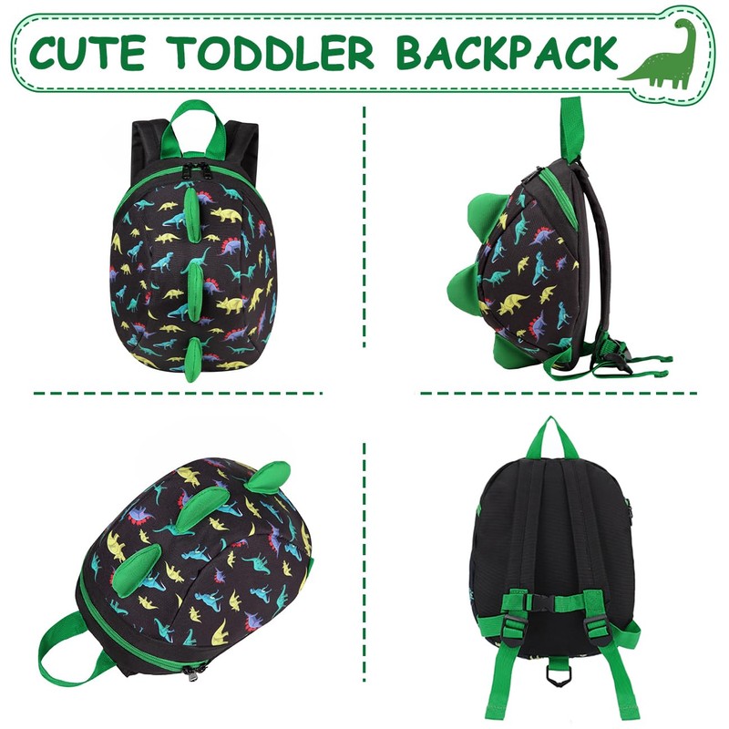 Mini Toddler Backpack with Leash,VASCHY Ultra Lightweight Dinosaur Backpack Tiny