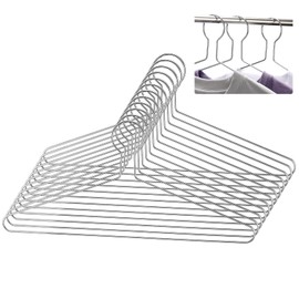 Leinuosen 12 Pack Anti-Theft Security Hangers 17 Inch Heavy Duty Chrome Metal Hanger Closed Loop Suit Hook Suitable for Suits Coat Jacket for Hotels Retail Rvs Stores Gyms