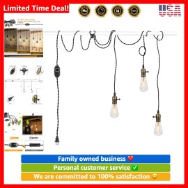 Unbranded Vintage Pendant Light Kit Cord with Dimming Switch and Triple E26/E27 Industr...