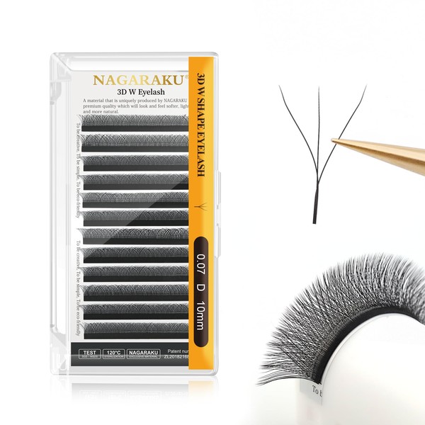 NAGARAKU W Eyelash Extension 3D Volume Premade Fan 0.07mm D