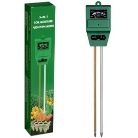 iPower 3-in-1 Plant Moisture/Light/PH Meter, Soil Test Kit for Gardening, Farming, Indoor & Outdoor Use