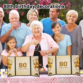 LDFDRT 80th Birthday Party Decorations Signature Guest Book Big Birthday Card Party Guest Book Signature Book Guestbook 80 Years Old Birthday Gifts Signing Card Board