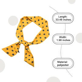 Yellow Polka Dot Scarf for Girls Women Vintage Skinny Silk Polka Dot Neck Scarves for Girls Women Fashion Boho Floral Scarves Thin Cotton Neckerchief Satin Purse Ribbon Scarf for Handbags Tote Bags