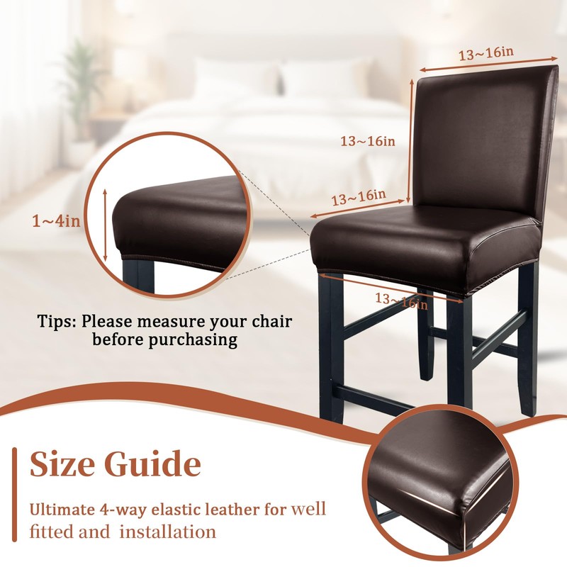 PU Leather Bar Stool Covers with Backs Waterproof Bar Stool