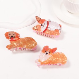 3-Piece Pet Dog-Shaped Hair Claw Clips Set - Strong Hold for Thick Hair, Non-Slip & Elegant Large Design, Ideal Hair Accessories for Women & Girls, Perfect Holiday Gift