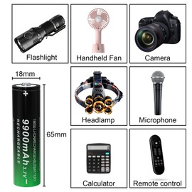 MLGBDC 18650 Rechargeable Battery 9900mAh High Capacity Button Top Battery 3.7 Volt for Headlamp and Flashlight, etc (16Pack, 3.7v)