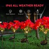 Neporal Solar Flowers Outdoor Waterproof Pink, 4PK 7-Stem Garden Solar