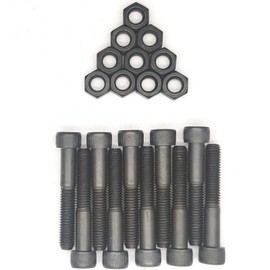 M8-1.25x50mm 12.9 Grade Alloy Steel Socket Head Cap Screws Bolts with Hex Nuts Allen Socket Drive Black Oxide Finish 12.9 Class 10sets
