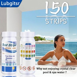 Hot Tub pH Test Strips, 150 Strips For Swimming Pool, Spa, Hot Tub, Quick Detection of pH, Total Alkalinity, Free Chlorine/Bromine, Accurate 3 in 1 Pool Water Testing Kit