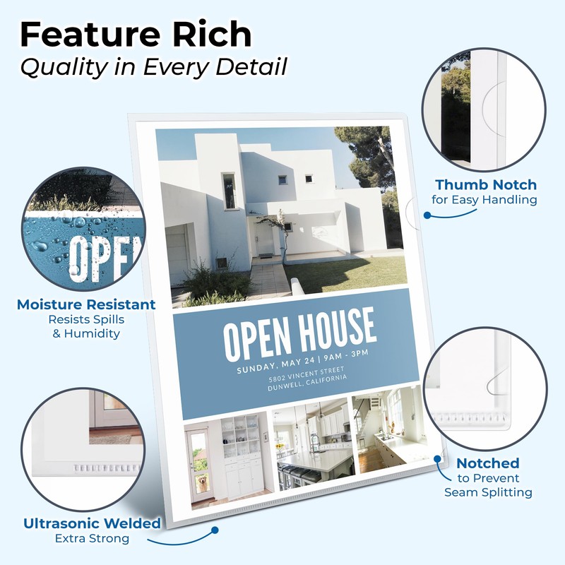 Dunwell Clear Folders for Documents, Plastic 8.5x11 File Sleeves for