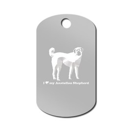 Mister Petlife I Love My Anatolian Shepherd Engraved Keychain/GI Tag Silver