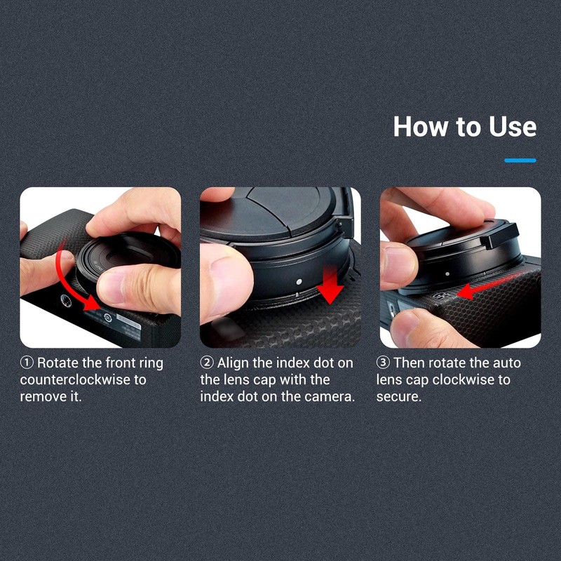 JJC Auto Open and Close Lens Cap Cover for Ricoh