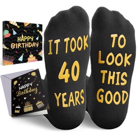 HAPPYPOP 40th Birthday Gifts Ideas - Unique Gifts for 1985 Birthday, 40 Year Old Socks with Greeting Card