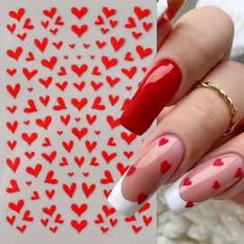 6 Sheets Heart Nail Stickers Glitter Shiny Love Nail Decals 3D Self-Adhesive Irregular Lines Romantic Valentines Nail Art Stickers Love Plaid Hearts Nail Accessories for Women Manicure Decorations