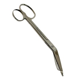7.25" Bandage Scissors Angled with One Large Finger Ring Blunt Tip Blades - For Cutting Cloth, Bandage, Gauze, and More - EMT Scissors