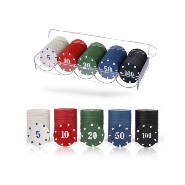 Regipro b 100 Casino Chips for Poker, Mahjong, Roulette, 5 Assorted Colors, with Storage Case