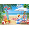 ANKOLLE 7x5ft Hello Summer Hawaiian Beach Backdrop for Photography Tropical