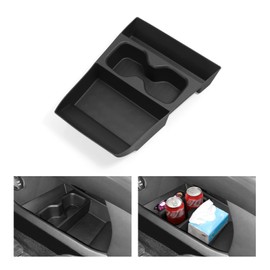 LUCKEASY Centre Console Lower Storage Box Suitable for 2024 2025 Hyundai Santa Fe Centre Console Lower Space Organiser Tray with Water Cup Limiter TPE Organiser Tidy For Car Santa Fe Accessories Black