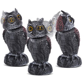 Jidaonop 3pcs Owl Statues Set, 10 Inch Plastic Owls House Decor with Rotating Head, Multifunctional Garden Statues for Outdoor, Front Porch, Balcony, Patio Decorations Outside