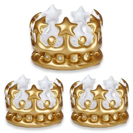 Befrenetic 3 Pcs Birthday Crown, Inflatable Crown,Inflatable Crown King Crown Queen Crown for Carnival Costume Accessory Birthday Party Fancy Dress Accessory (Large)