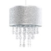 Modern Silver Glitter Cylinder Ceiling Pendant Light Shade with Clear
