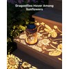 Exteriores Solar Power Lantern Hanging Waterproof Dragonfly Sunflower Light