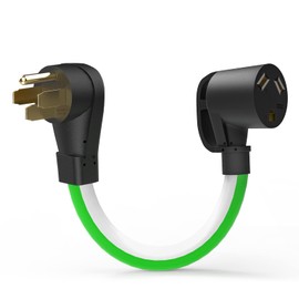 RVVIN 50 Amp to 30 Amp 110 Volt RV Adapter Cord, NEMA 14-50P Male to TT-30R Female RV Power Cord with Handle (12 Inch Green&White)