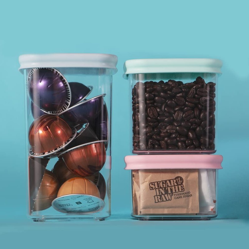 PrepSealer PrepCube Food Canister Silicon Lid Container - 3PC Set,