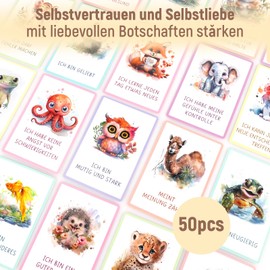 Lemicin Affirmation Cards Children's Emotion Cards Motivation Cards – 50 Mindfulness Cards Courage Cards Emotion Cards Picture Cards Self-Esteem Strengths Educational Valuable
