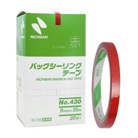 Nichiban Bag Sealing Tape Red 430R 0.4 inches (9 mm) x 13.8 ft (35 m) 430R 20 Rolls