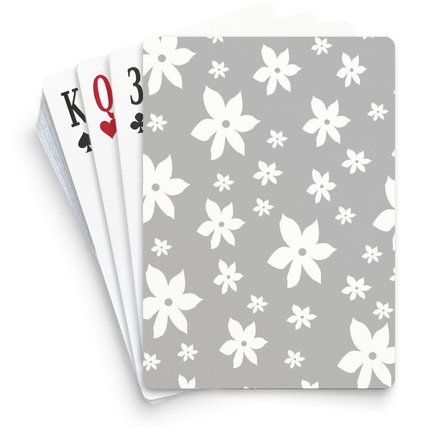CafePress Gray and White Floral Standard Size Playing Cards