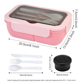 Cylogia Lunch Box 1250ml Leak-Proof Bento Box for Kids and Adults Food Container with 5 Compartments and Cutlery Meal Prep Containers Picnic Box BPA Free for Work Lunches and School Meals