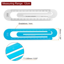 sourcing map Ruler 12 cm Metric Bookmark Clip Ruler Metal Aluminium Alloy Scale on Both Sides Measuring Tool for Measuring, Study, Reading, Classroom, Office, Blue & Silver