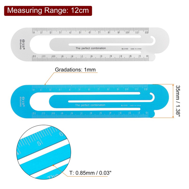 sourcing map Ruler 12 cm Metric Bookmark Clip Ruler Metal