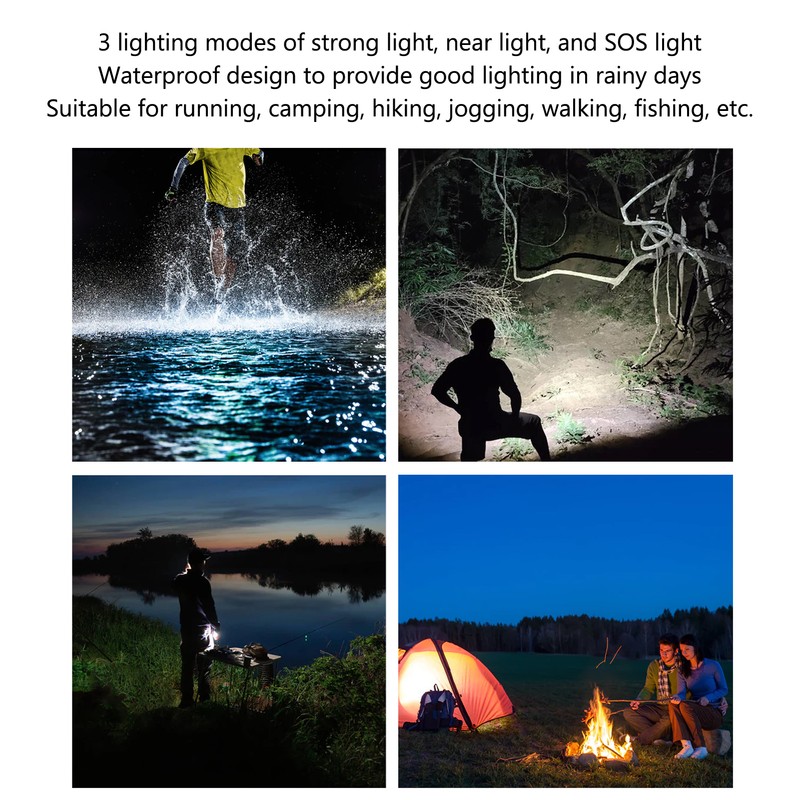 LED Night Running Light Waterproof Adjustable Angle Modes USB Rechargeable