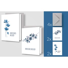 Friendly Fox Condolence Cards, 4 x Large DIN A5 Sympathy Cards with Envelope, Heartfelt Condolence Cards, Watercolour, High-Quality Sympathy Cards, Sympathy Card