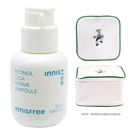 Innisfree Retinol Cica Trace Large Capacity Ampoule 50ml + Play Green Cosmetic Pouch (Green) / 이니스프리 레티놀 시카 흔적 대용량 앰플50ml+플레이그린 화장품 파우치 (그린)