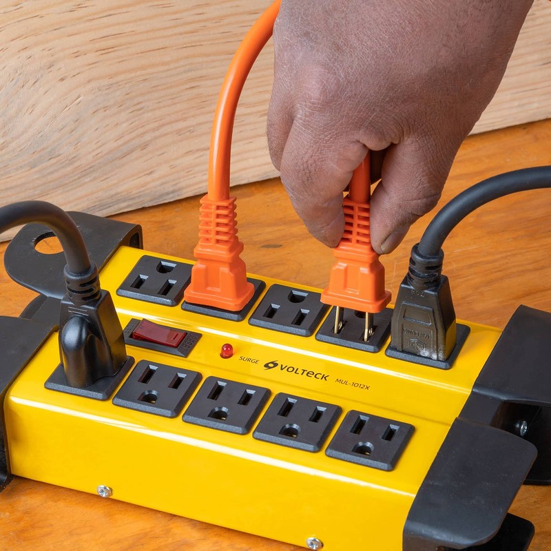 Volteck MUL-1012X, Multicontacto uso industrial, 10 entradas, supresor, 1200 joules