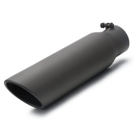 LCGP 3" Inlet Black Exhaust Tip, 3" x 4" x 15" Universal Bolt On Stainless Steel Diesel Exhaust Tailpipe Tip