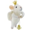 Angel Mouse Christmas Tree Ornament - White Wool Mouse Decoration
