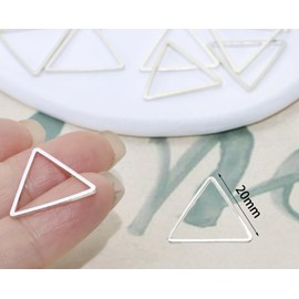 Shapenty Brass Triangle Hollow Frame Pendant Charms Open Bezel Linking Ring for Jewelry Making Resin Craft, 50PCS (Silver)