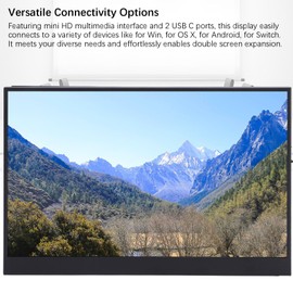 12 Inch Portable Laptop Display Screen, 1920x1200 185PPI RGB 60Hz Mini Display Speaker Double Screen Expansion for PC, OS X, Switch