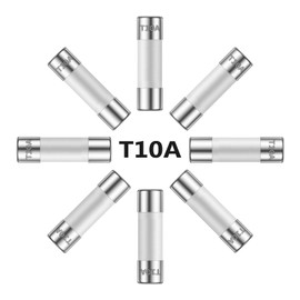 ALLECIN 10A 250V 5x20MM Slow Blow Ceramic Fuses 10 Amp 250 Volt 0.2 x 0.78 Inch Time Delay Tube Fuse T10AL250V (Pack of 10Pcs)