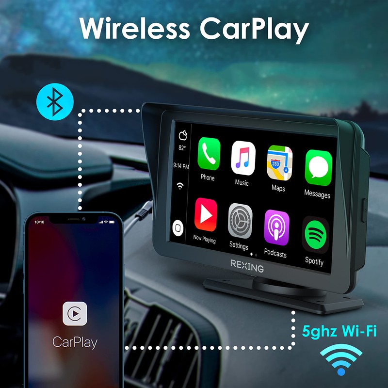 RexingUSA W1 Multimedia Receiver - 7” HD Touch Screen Wireless
