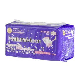 NaturaMoon Menstrual Pads for Heavy Flow Nights, with Wings, 10-Pack