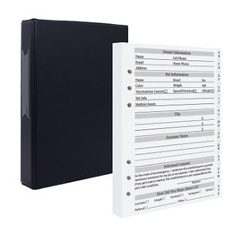 suituts 5.6X8.2 Inch Dog Grooming Cards, Pet Groomer Client Profile Book-Binder and Dog Grooming Cards with Alphabetical Tabs, Kennel Care Client Record Book