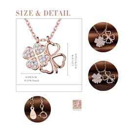 Infinite U Elegant Double Four-leaved Clovers 925 Sterling Silver Cubic Zirconia Pendant Necklace for Women/Girsl, Rose Gold