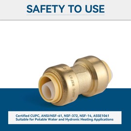 GUOFIS 10 Pack 3/4 Inch Pushfit Straight Coupling, PEX Brass Push-fit Coupling with Disconnect Clip, Push-to-Connect Plumbing Fittings for PEX, Copper, CPVC